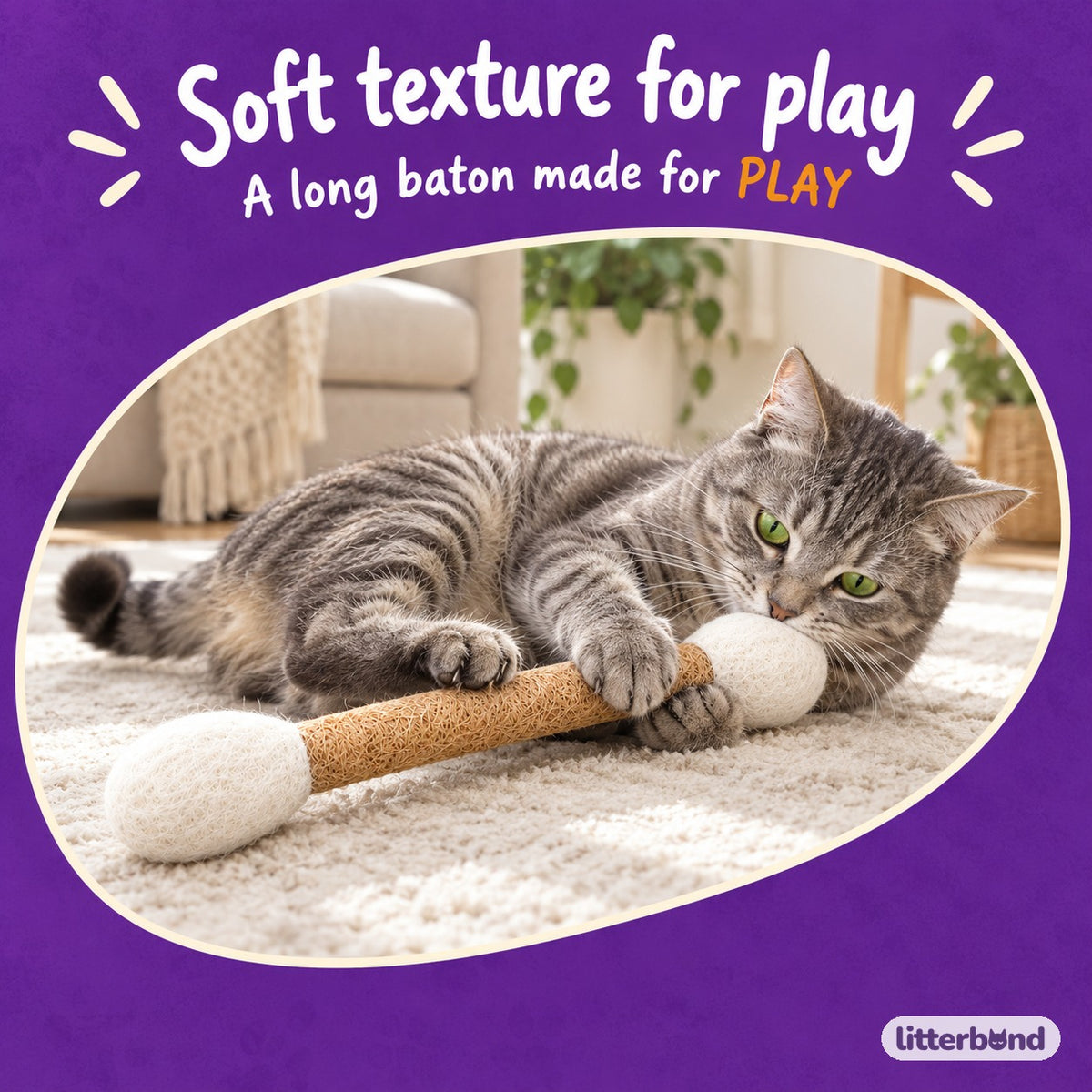 Wool Felt Baton for Batting with a cat
