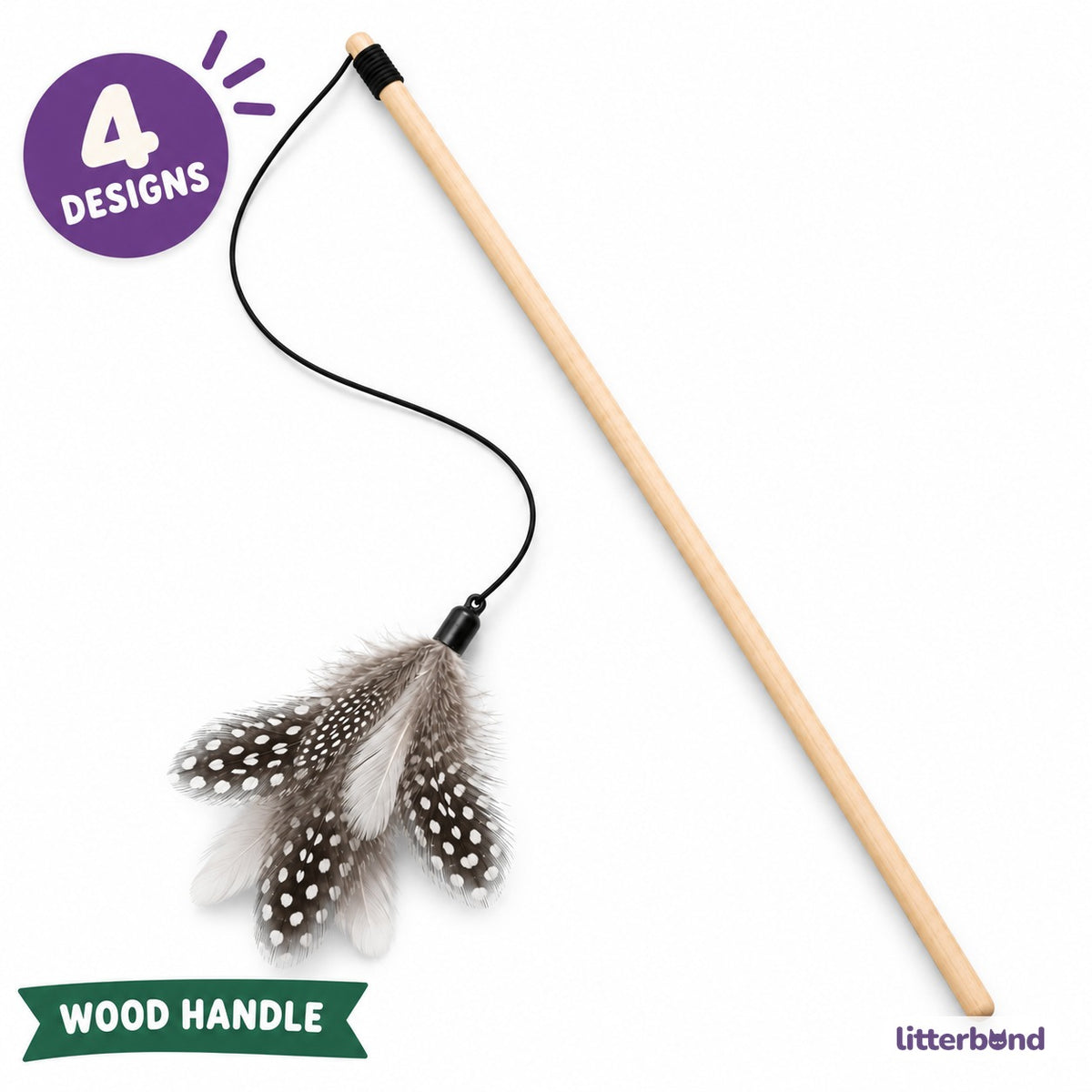 Wood Handle Feather Wand for Chasing