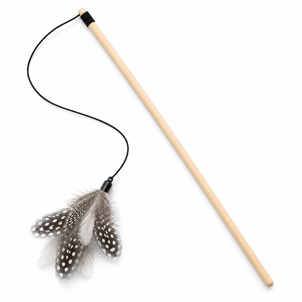 Wood Handle Feather Wand for Chasing - Spotted Feather