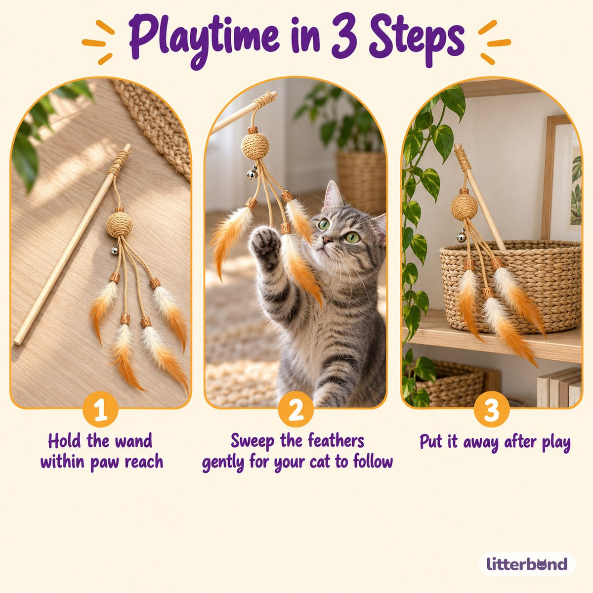 Sisal Ball Feather Wand for Batting - how to play