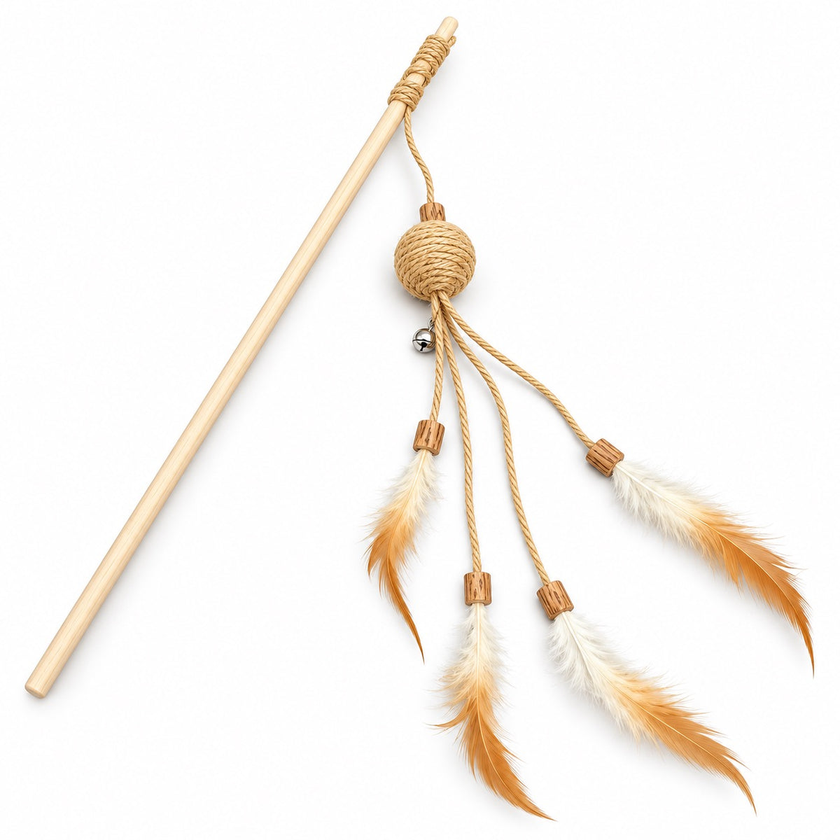 Sisal Ball Feather Wand for Batting - Sisal Ball Feather Wand