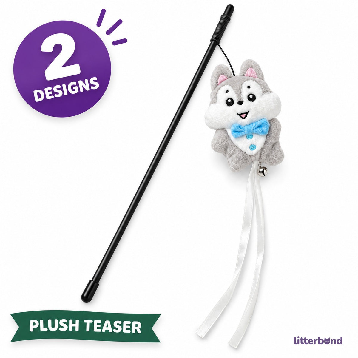 Wolf Pup & Fox Plush Teaser Wand