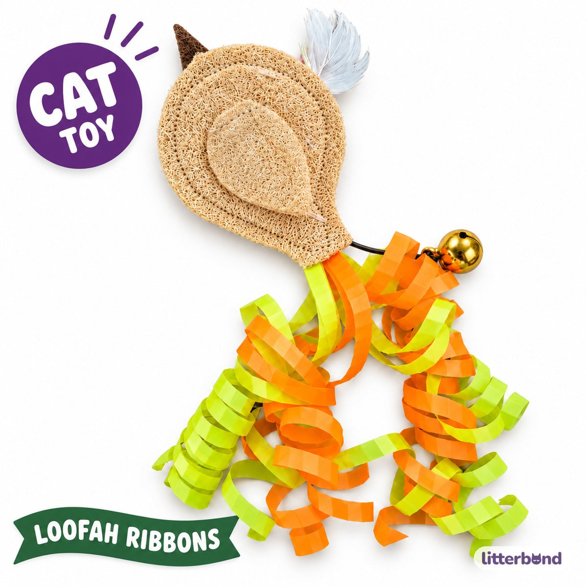 Loofah Bird Ribbon Toy for Batting