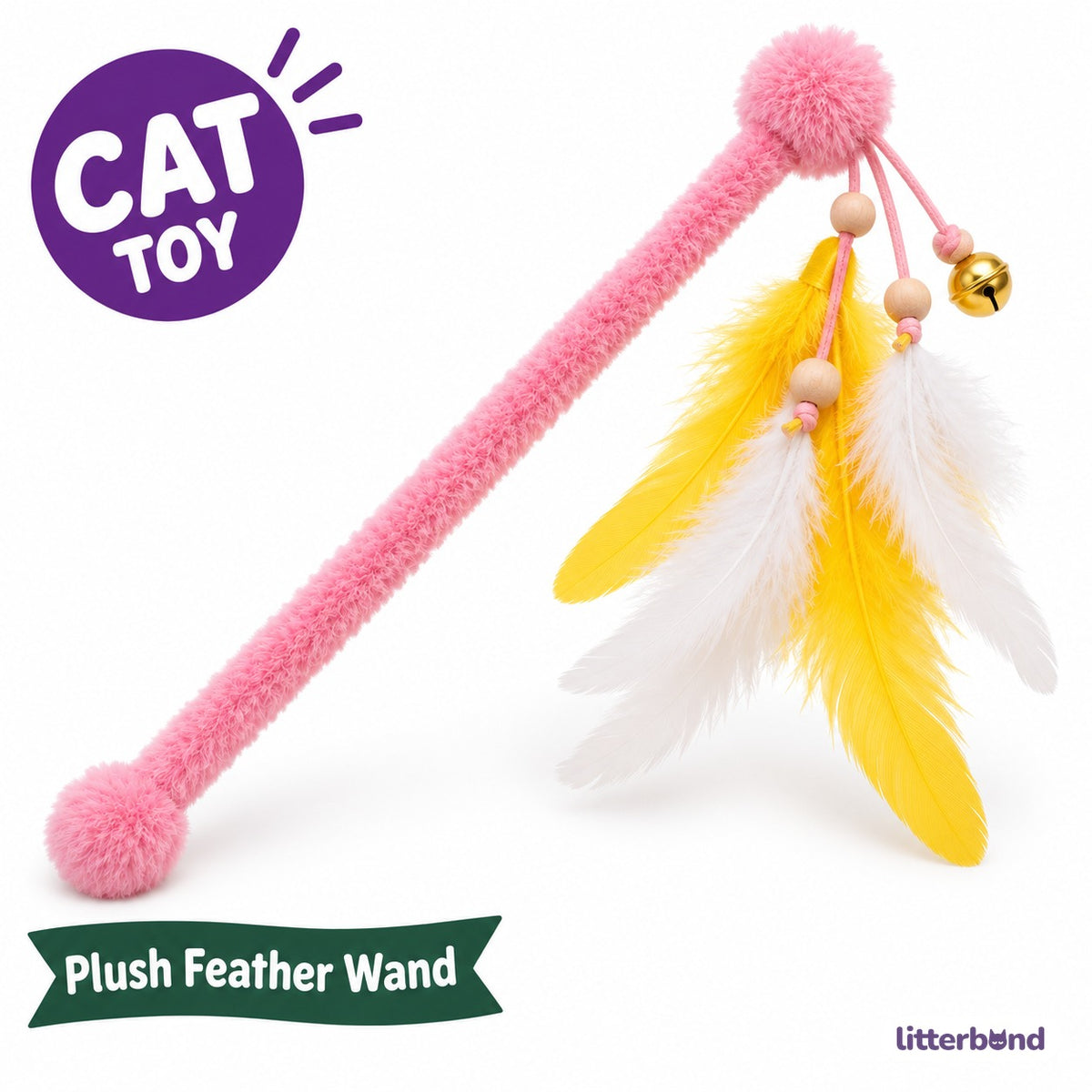 Pink Plush Feather Wand