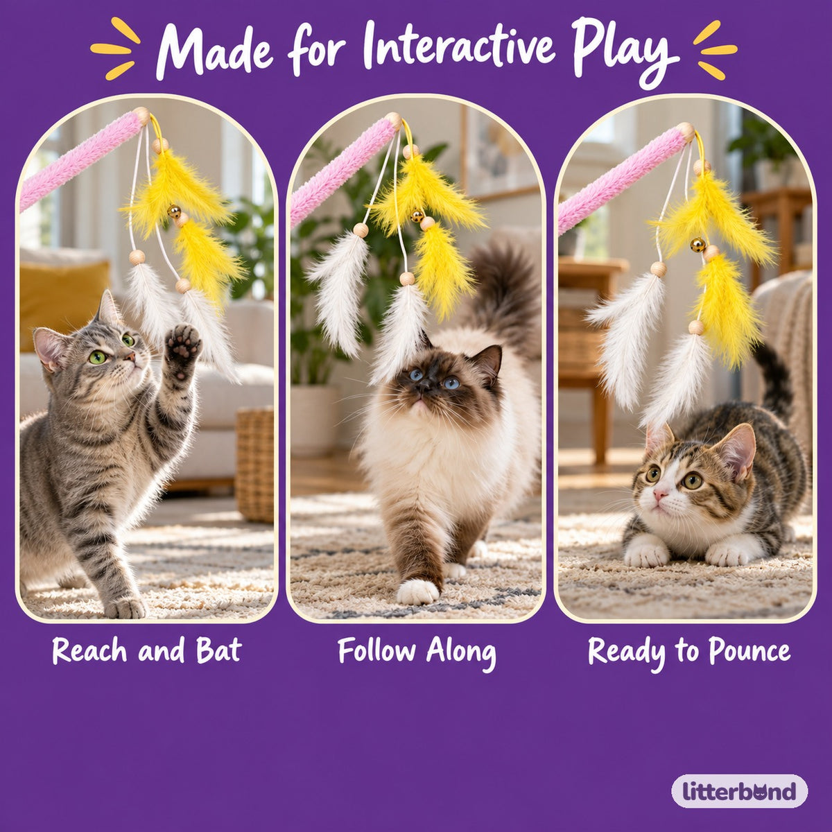 Pink Plush Feather Wand - playtime at home