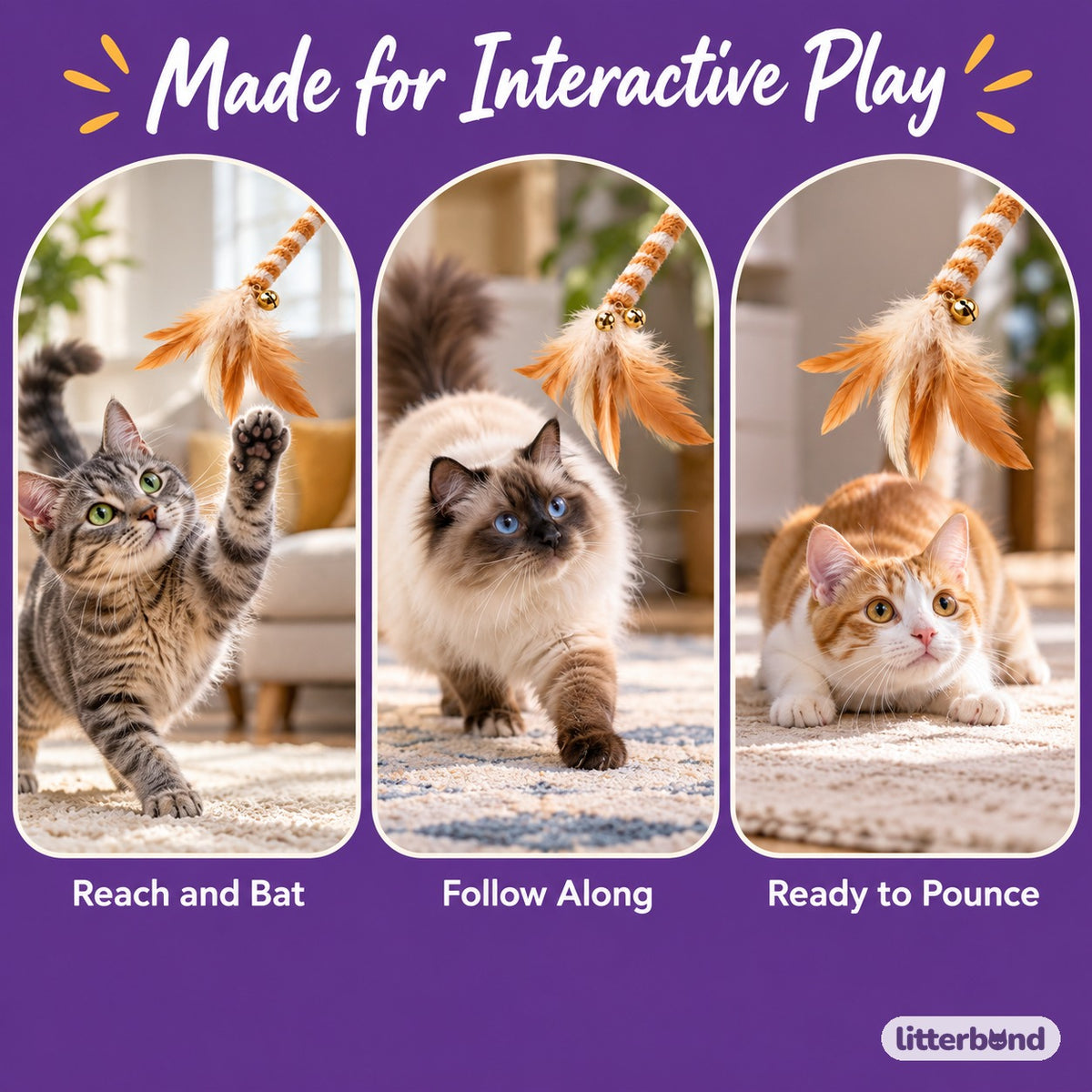 Striped Feather Chase Wand - playtime at home