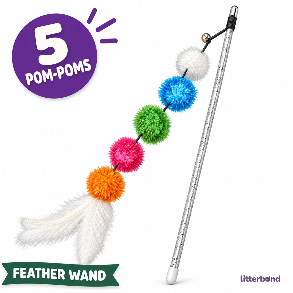 Rainbow Pom-Pom Wand for Chasing