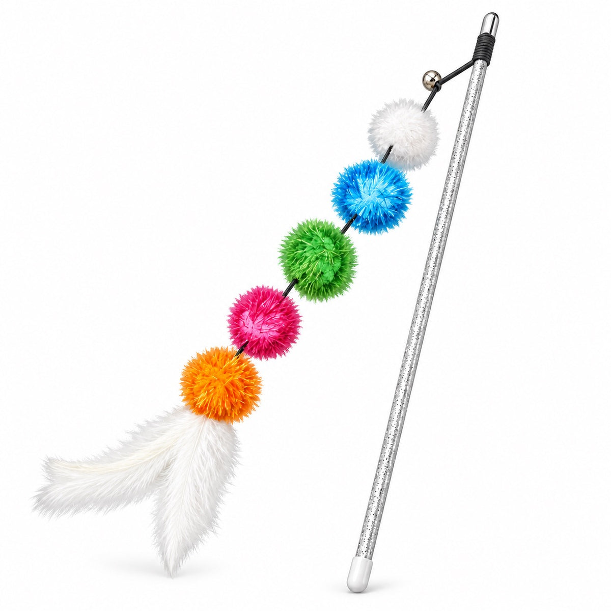 Rainbow Pom-Pom Wand for Chasing - Rainbow Pom-Pom Wand