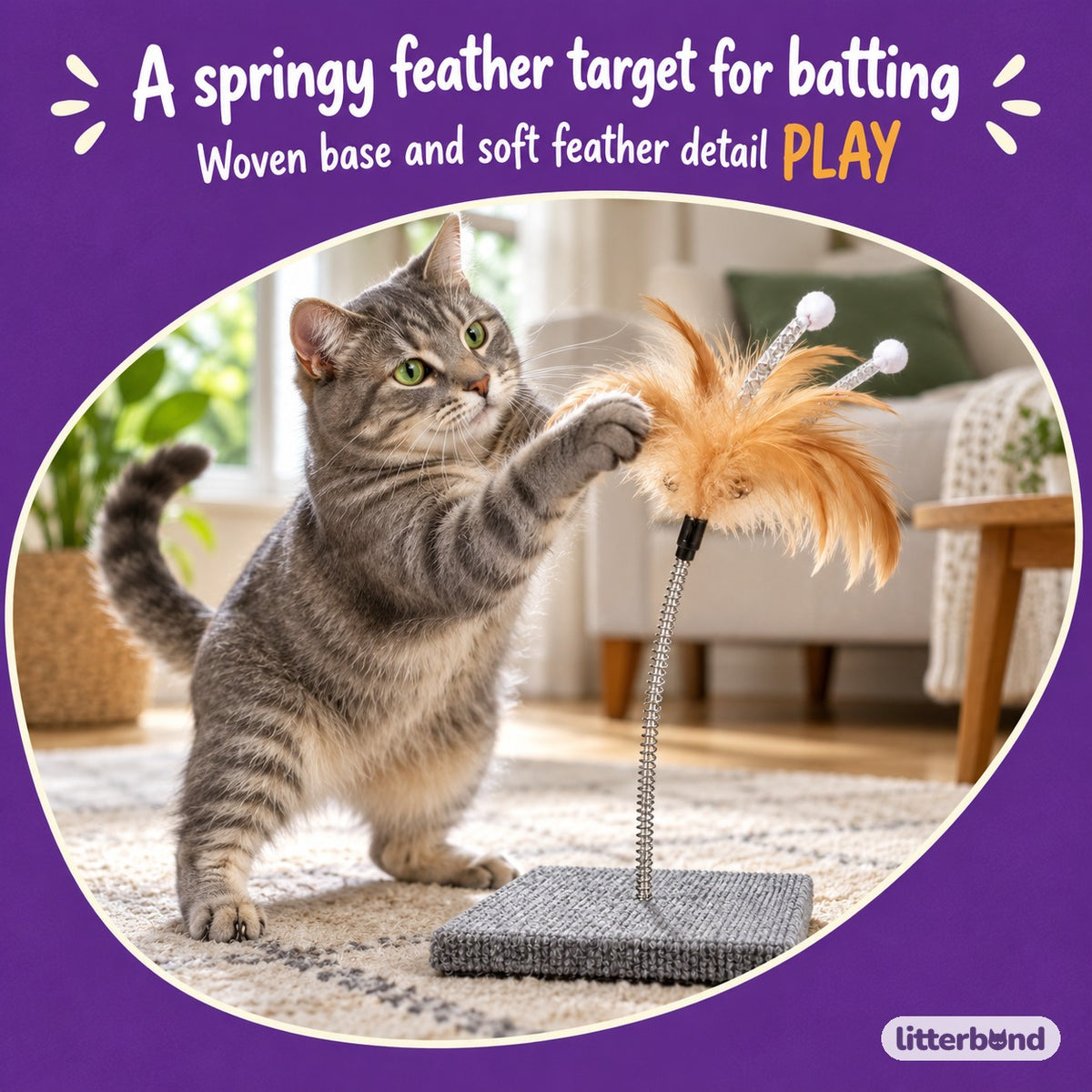 Spring Feather Scratcher with a cat