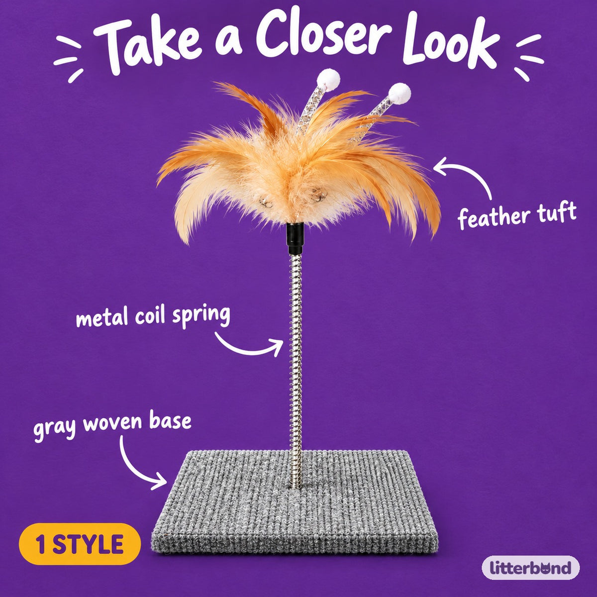 Spring Feather Scratcher - close-up details