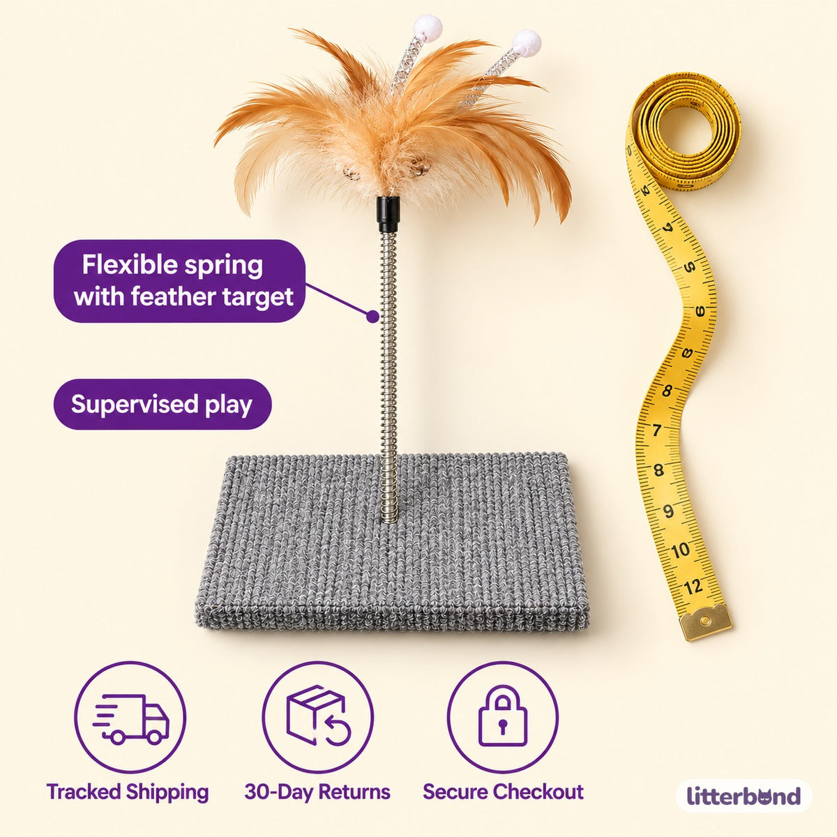 Spring Feather Scratcher - size and details