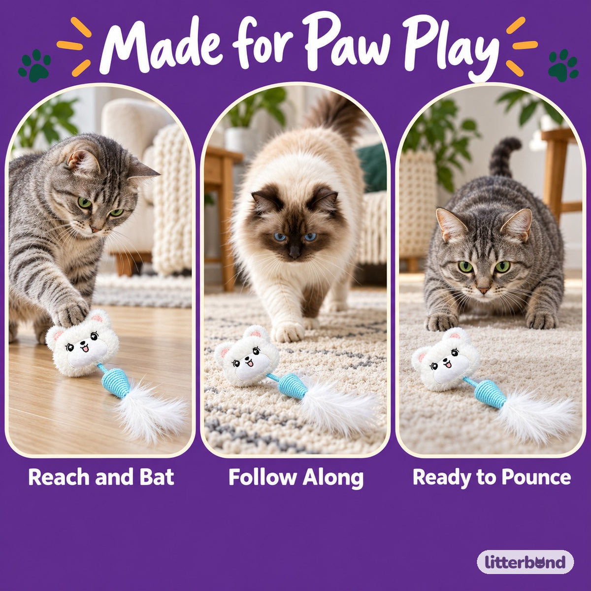 Plush Face Feather Cone for Batting - playtime at home