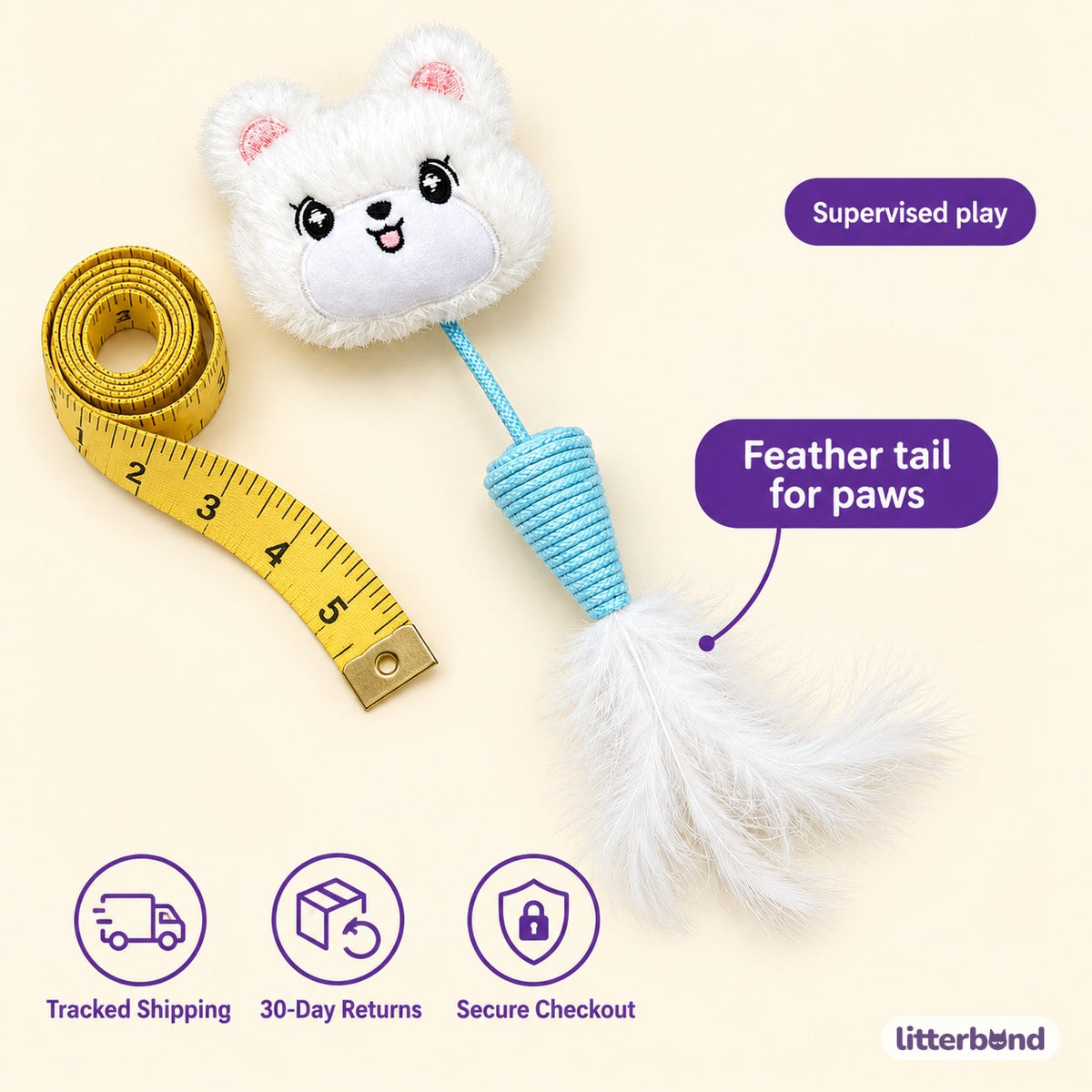 Plush Face Feather Cone for Batting - size and details