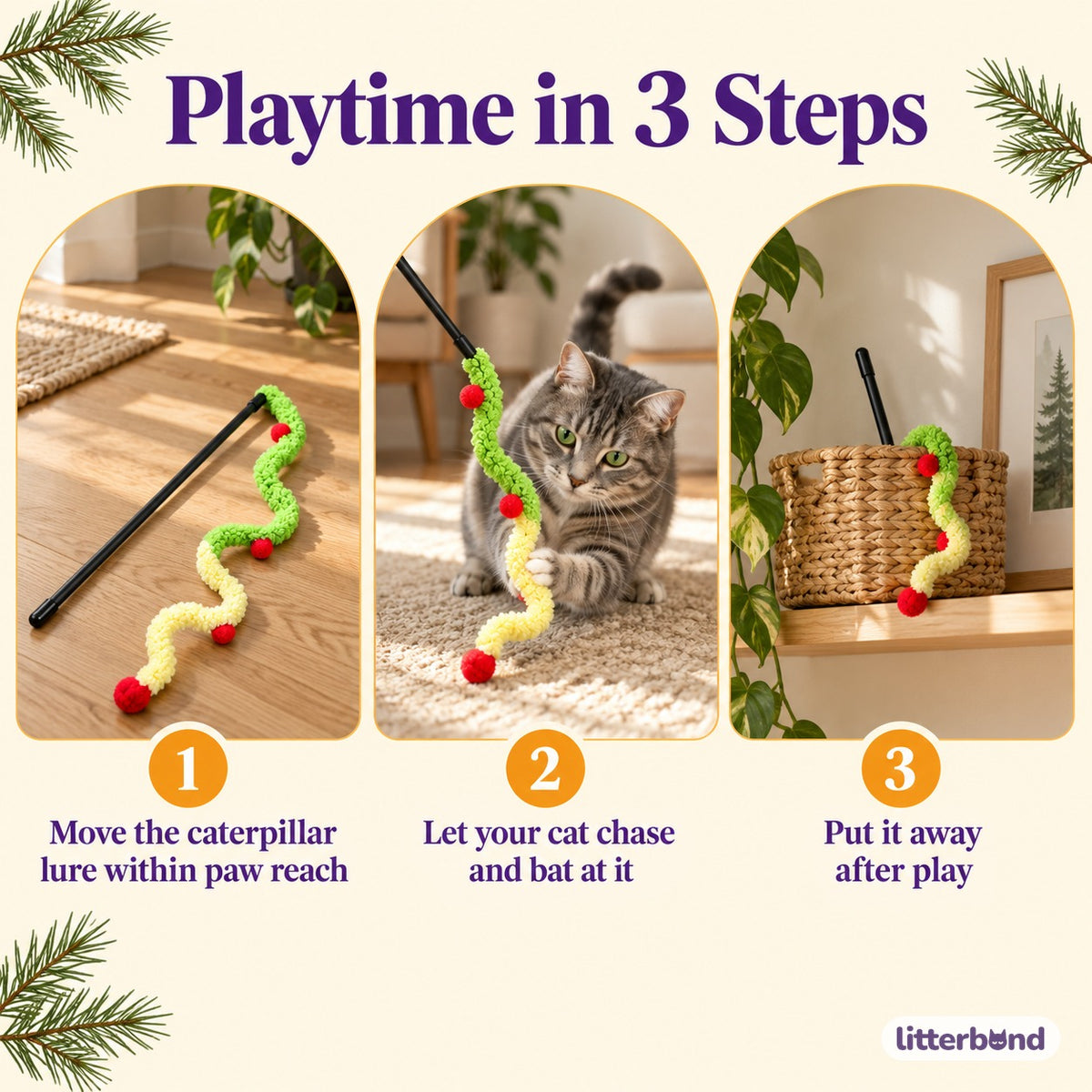 Fuzzy Caterpillar Wand for Chasing - how to play