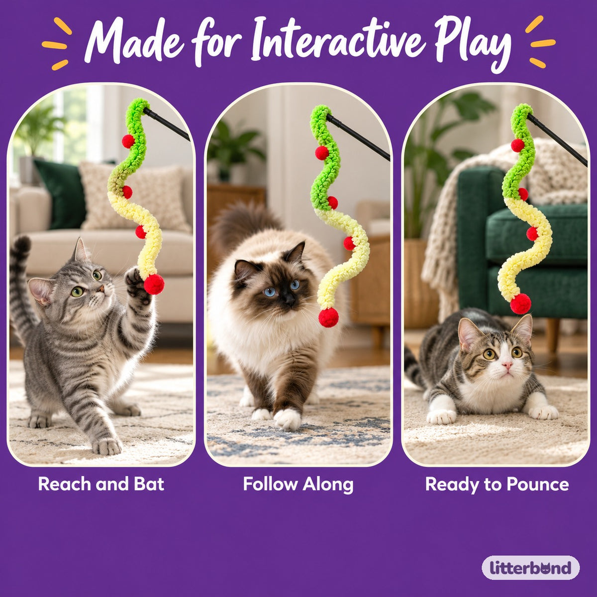 Fuzzy Caterpillar Wand for Chasing - playtime at home