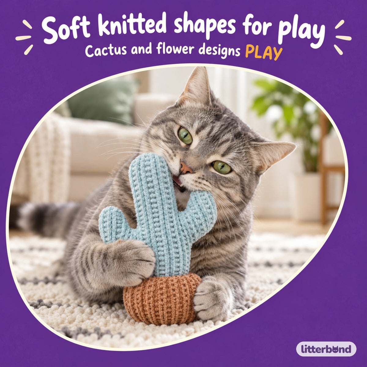 Knitted Catnip Plush Toy for Batting & Hugging with a cat