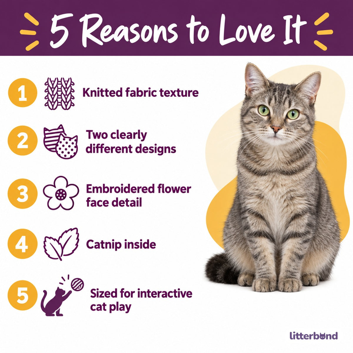 Knitted Catnip Plush Toy for Batting & Hugging - 5 reasons to love it