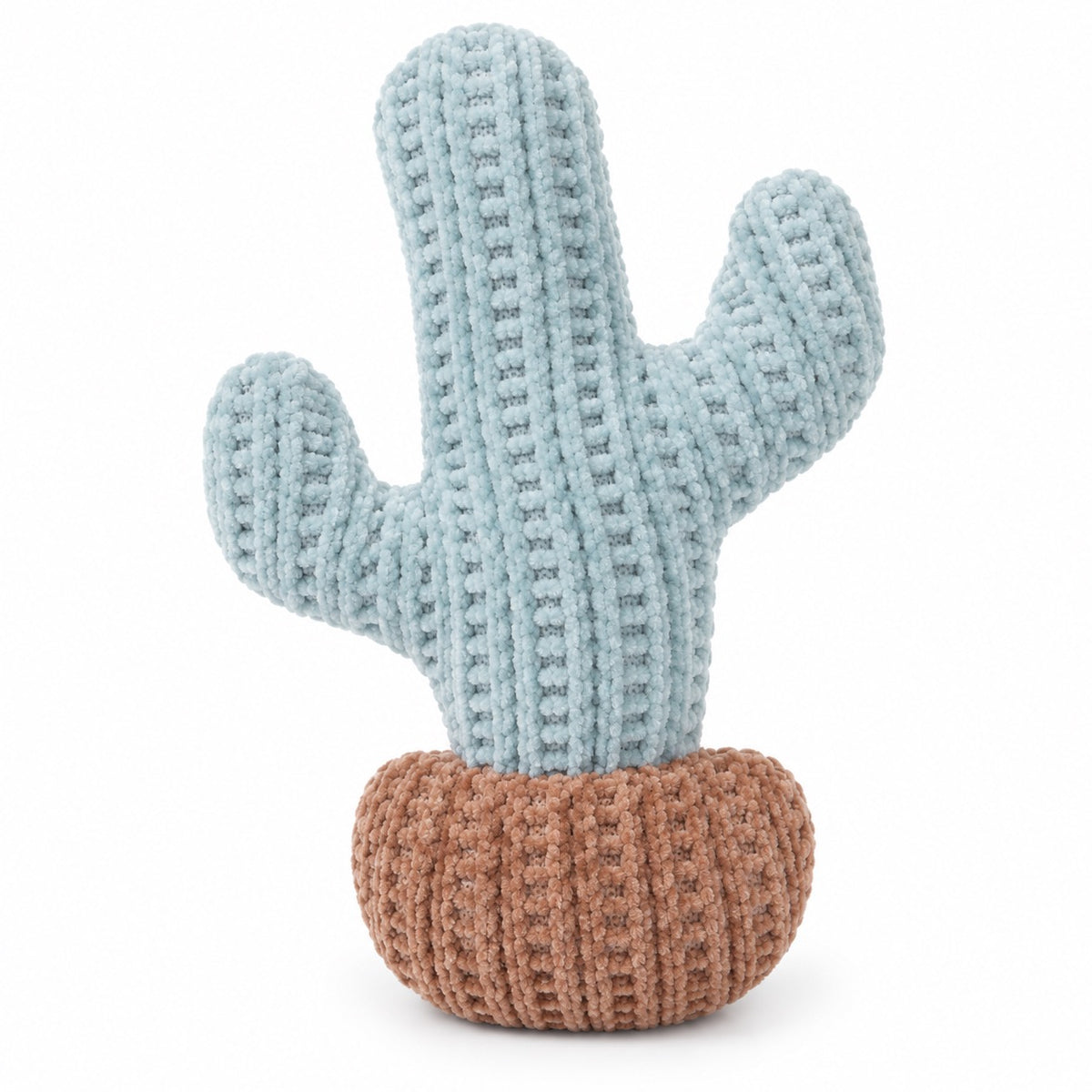 Knitted Catnip Plush Toy for Batting & Hugging - Blue Cactus