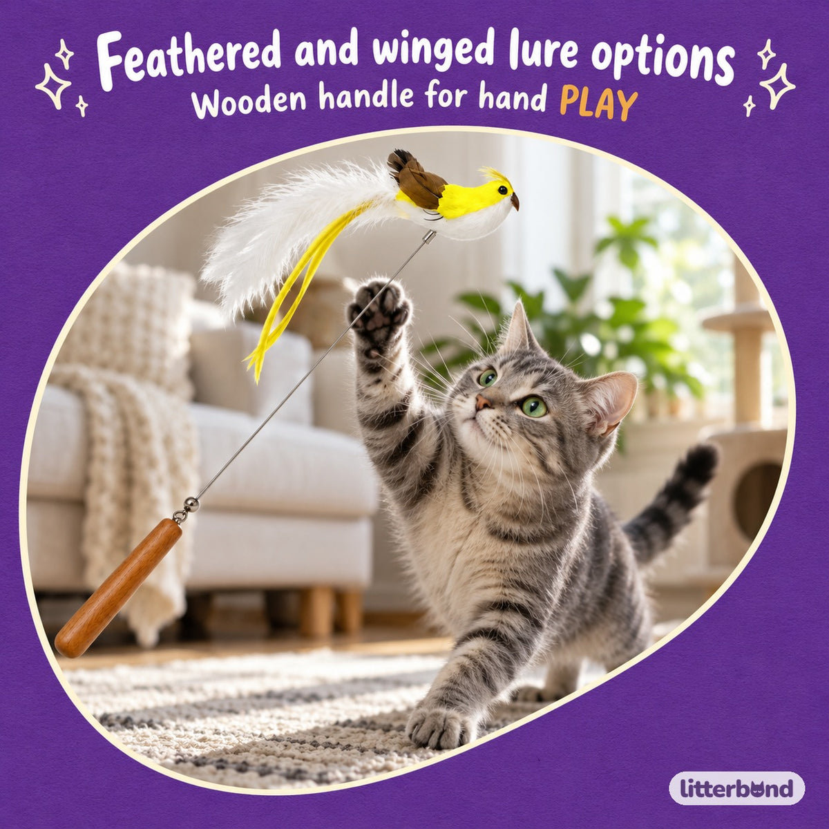 Bird Bee Chasing Wand with a cat