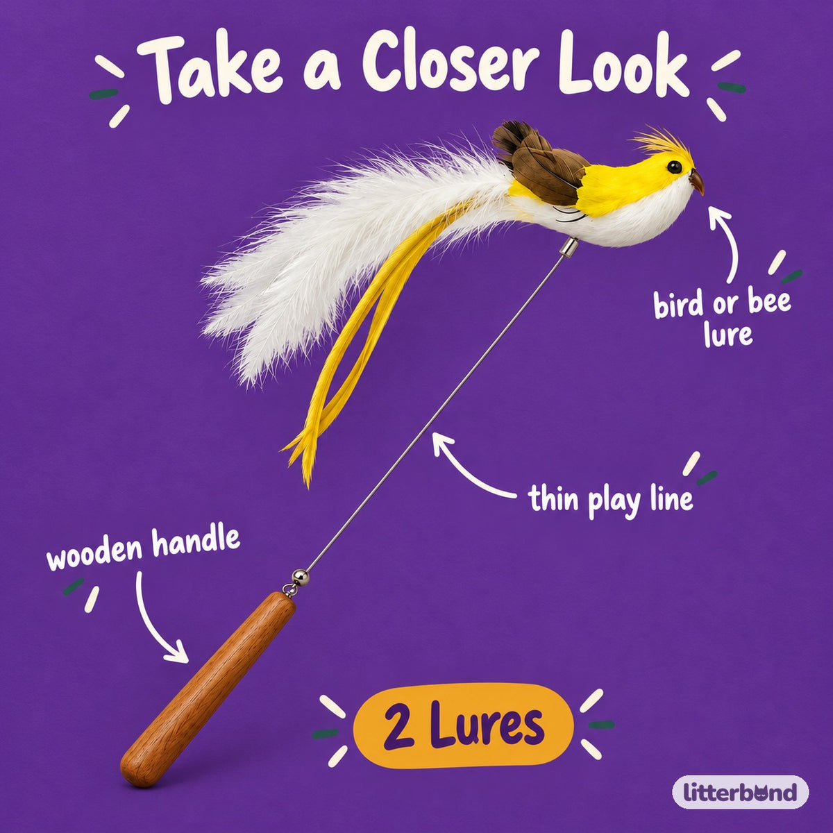 Bird Bee Chasing Wand - close-up details