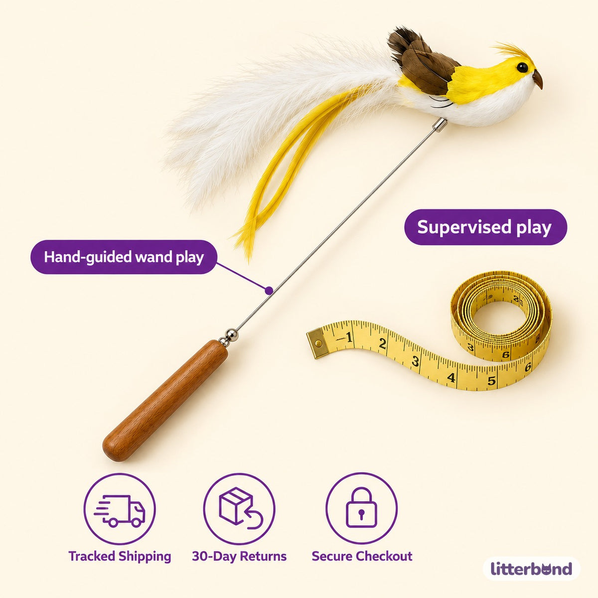 Bird Bee Chasing Wand - size and details