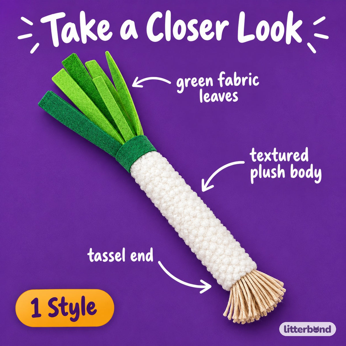 Silvervine Scallion Plush for Batting - close-up details