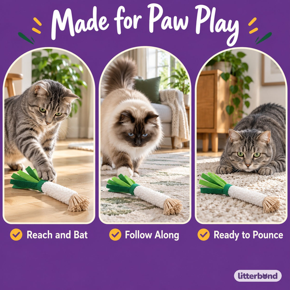 Silvervine Scallion Plush for Batting - playtime at home