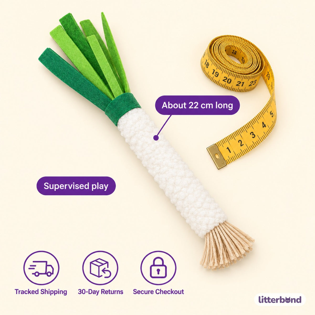 Silvervine Scallion Plush for Batting - size and details