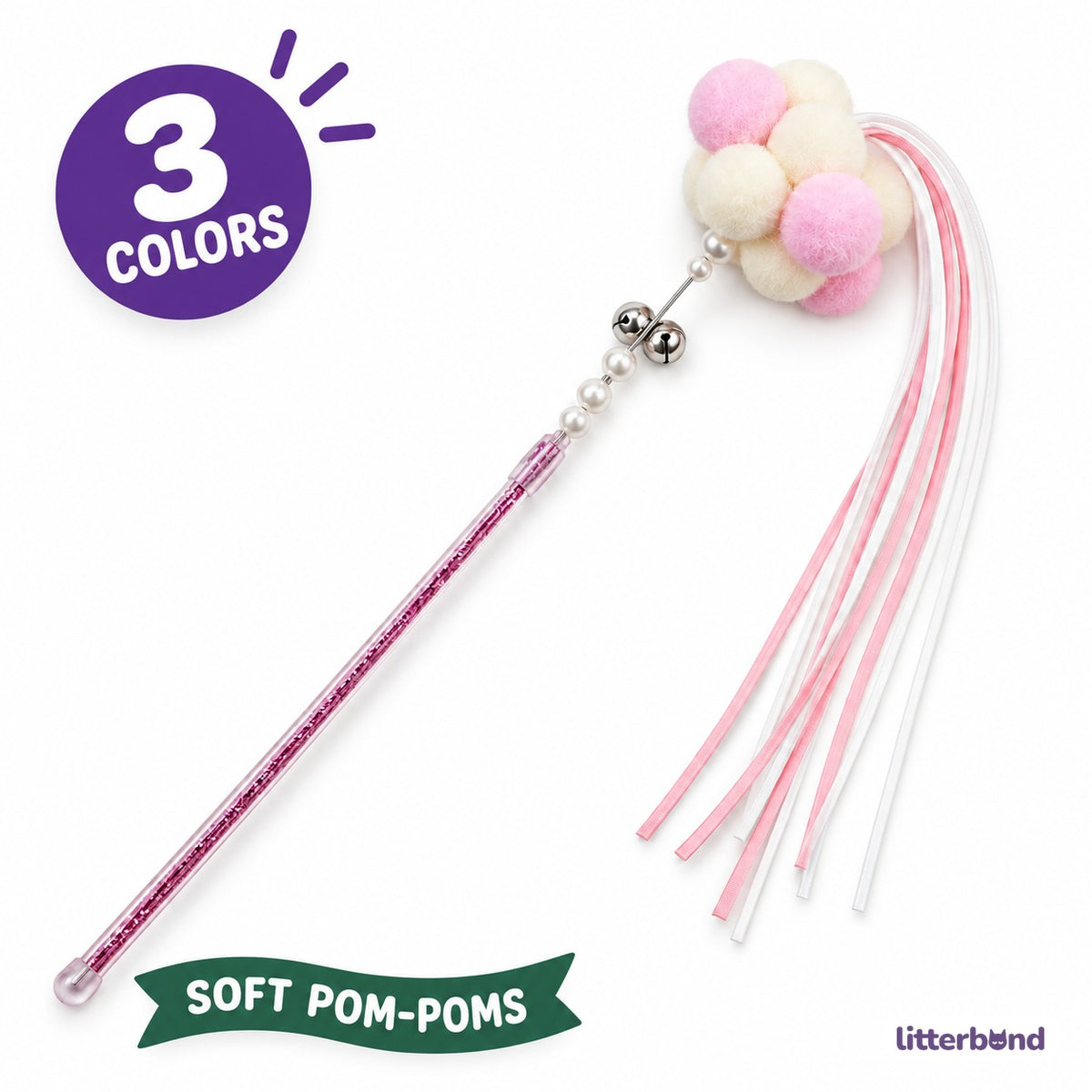 Pastel Pom-Pom Teaser Wand for Chasing