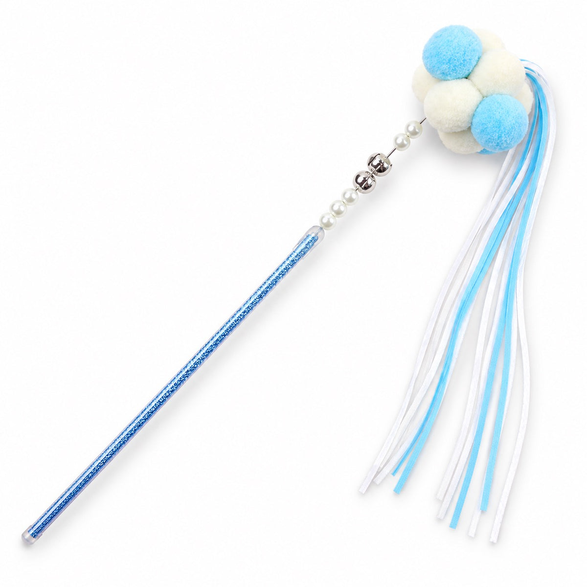 Pastel Pom-Pom Teaser Wand for Chasing - Blue