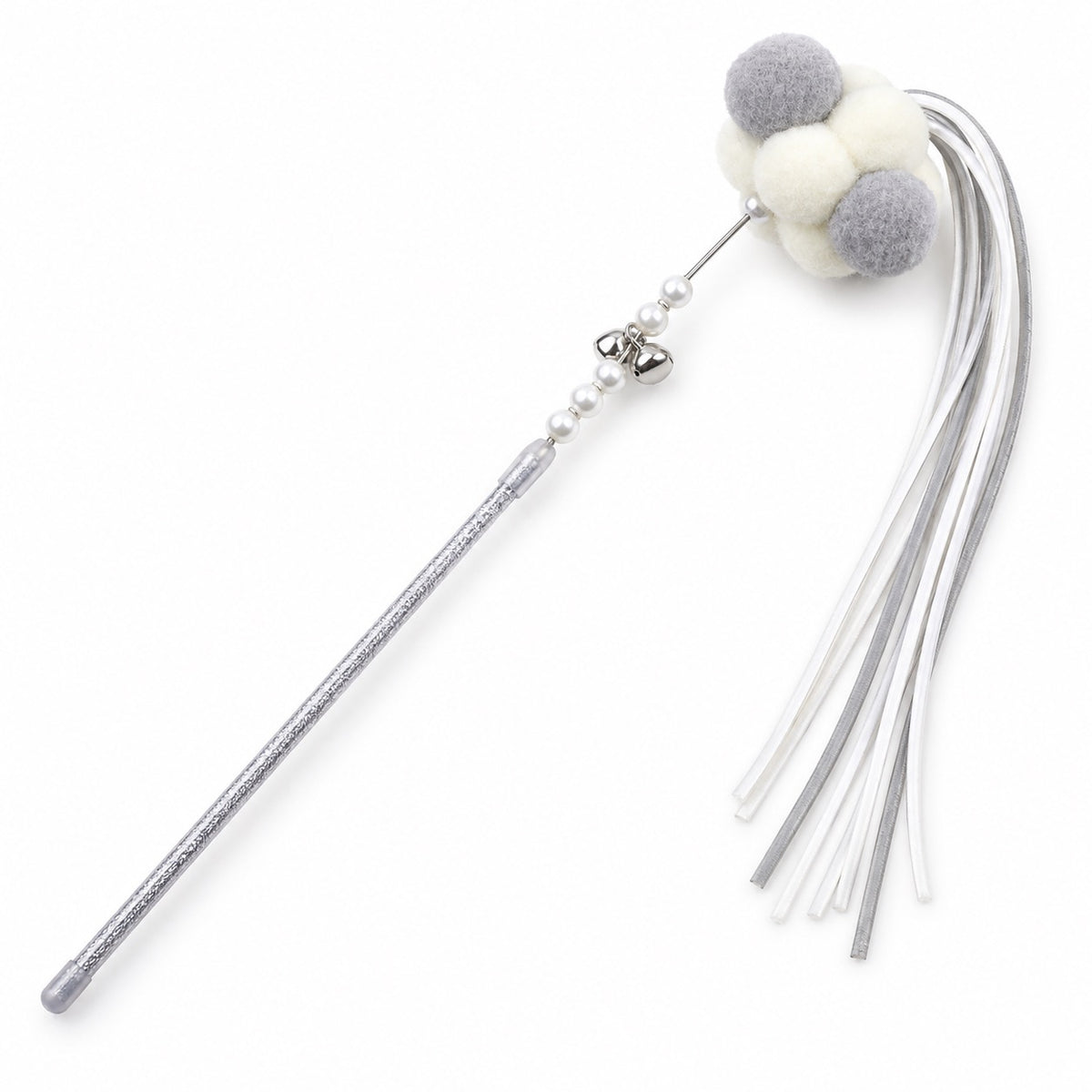 Pastel Pom-Pom Teaser Wand for Chasing - Gray