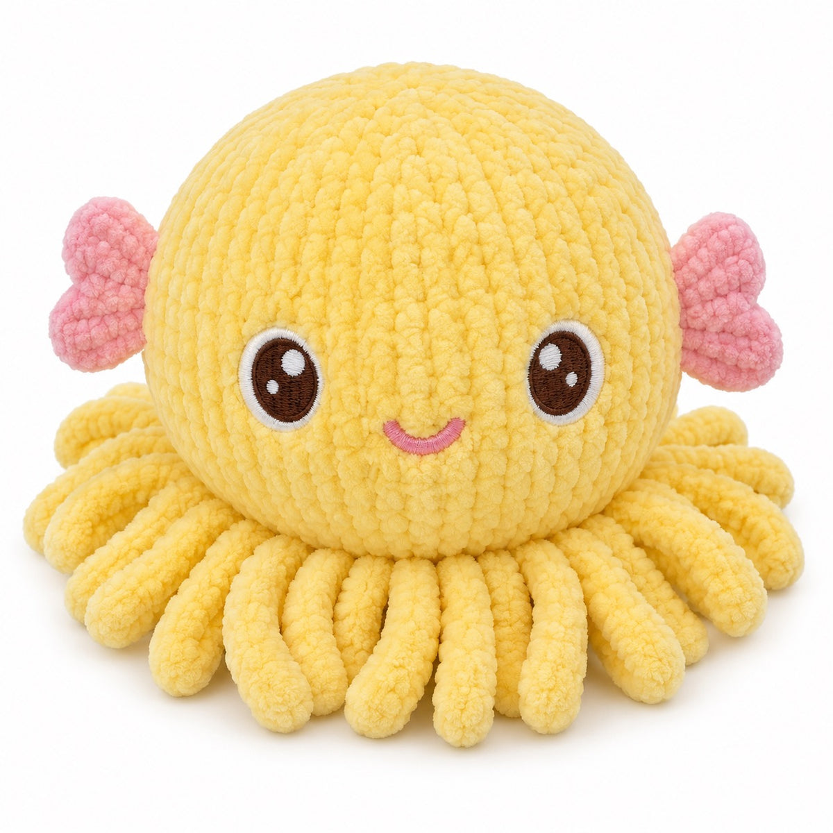 Chenille Octopus Plush Toy for Batting & Hugging - Yellow Octopus