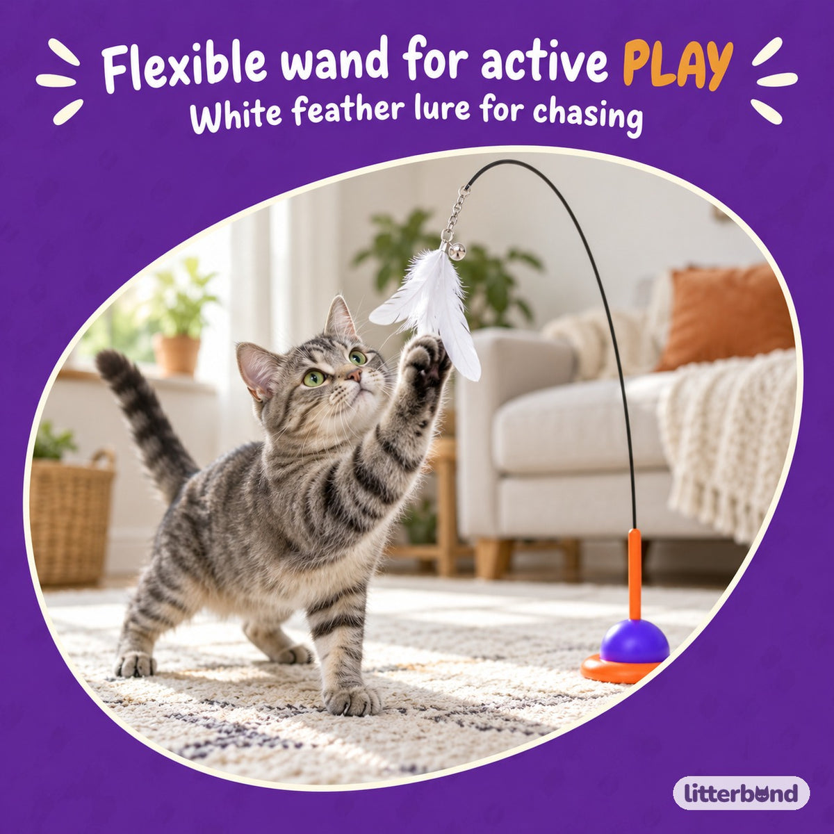 Suction Feather Chaser Wand with a cat