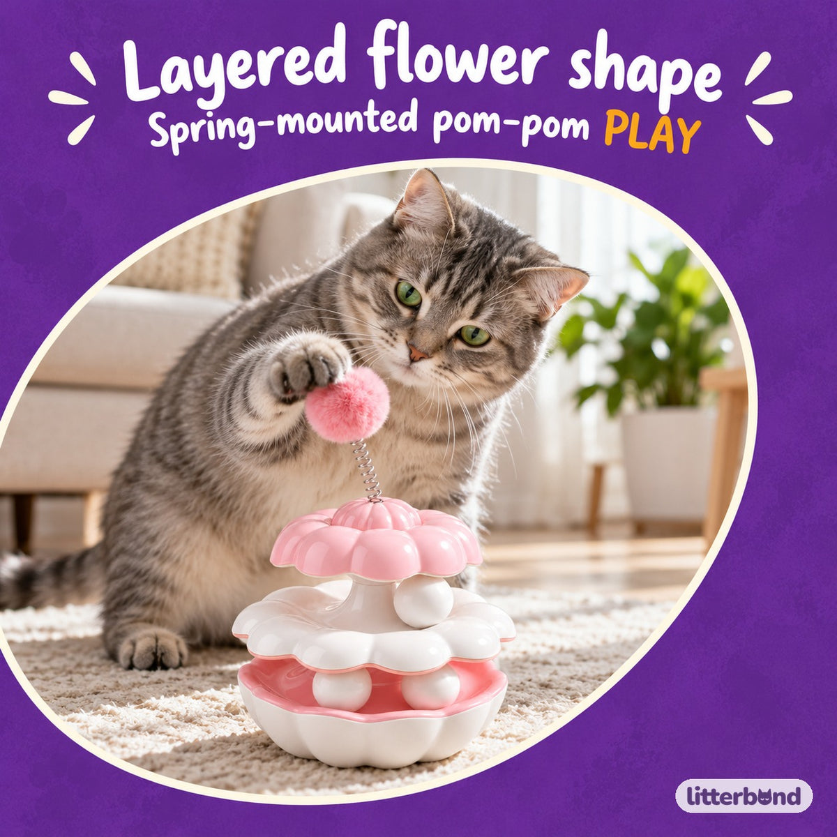 Flower Tumbler Toy for Batting with a cat