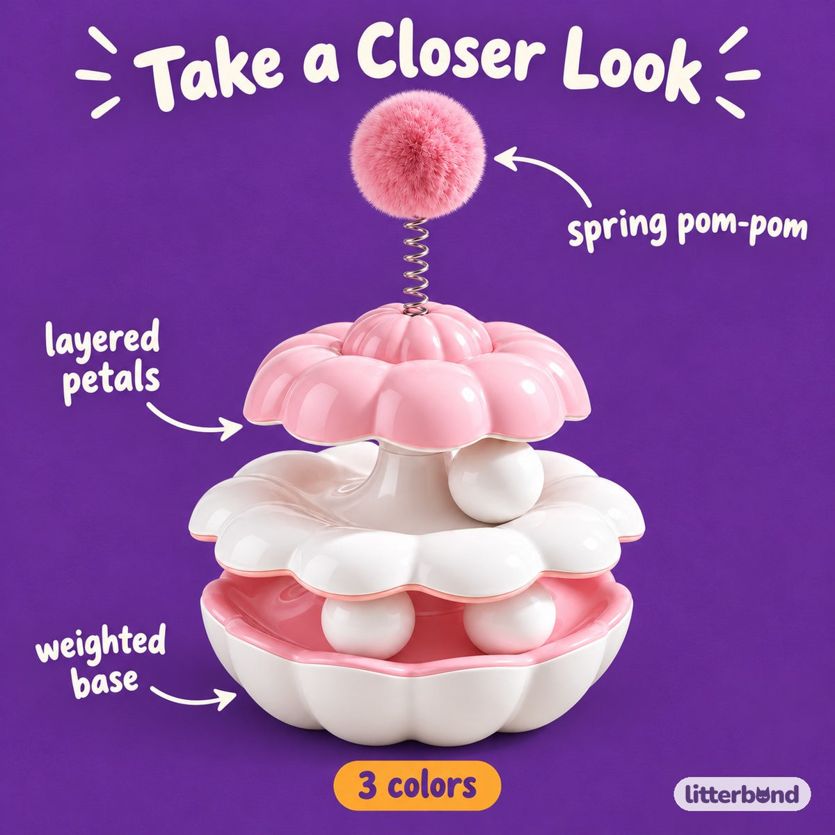 Flower Tumbler Toy for Batting - close-up details