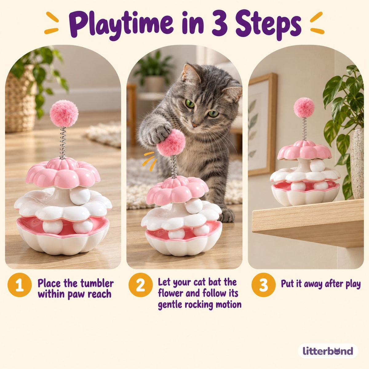 Flower Tumbler Toy for Batting - how to play