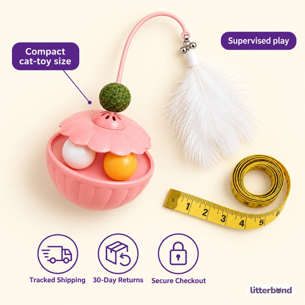 Feather Wobble Toy for Batting - size and details