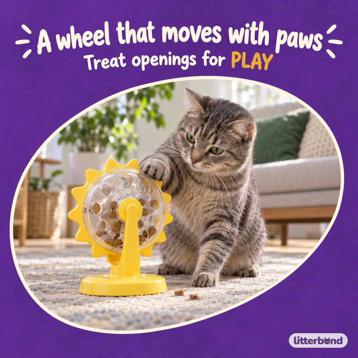 Rotating Treat Wheel for Batting with a cat