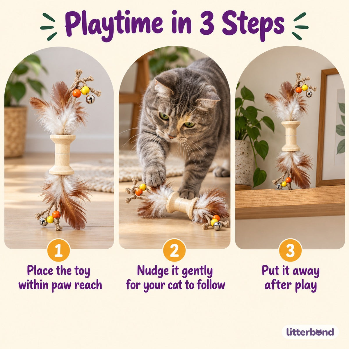 Wooden Feather Batting Toy - how to play