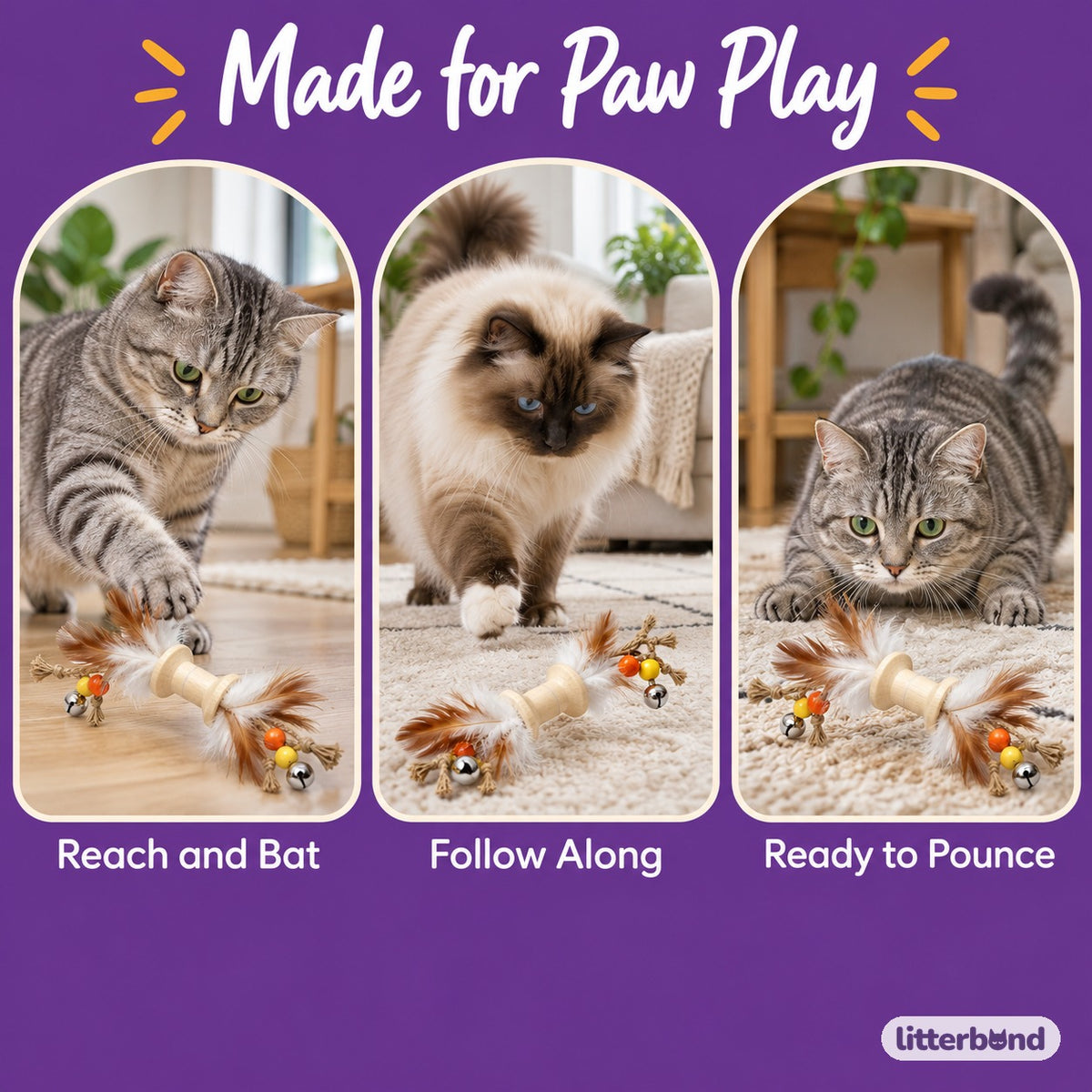Wooden Feather Batting Toy - playtime at home