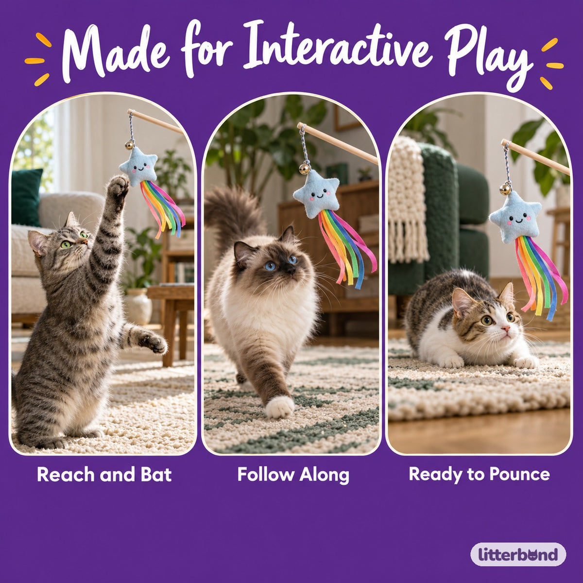 Wooden Teaser Wand for Batting - playtime at home
