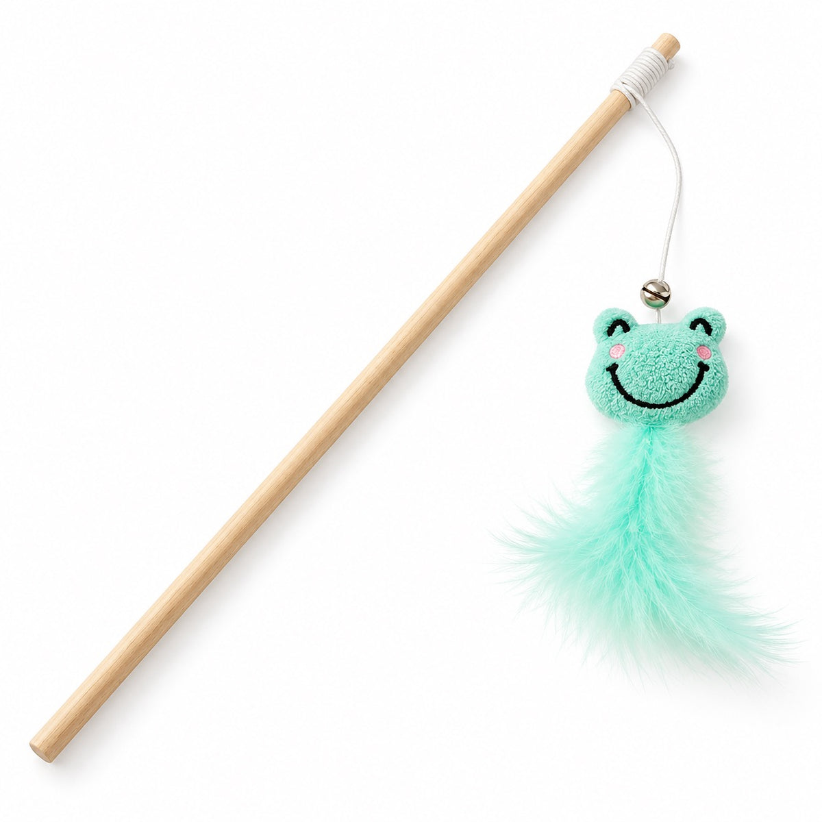 Wooden Teaser Wand for Batting - Aqua Frog Feather