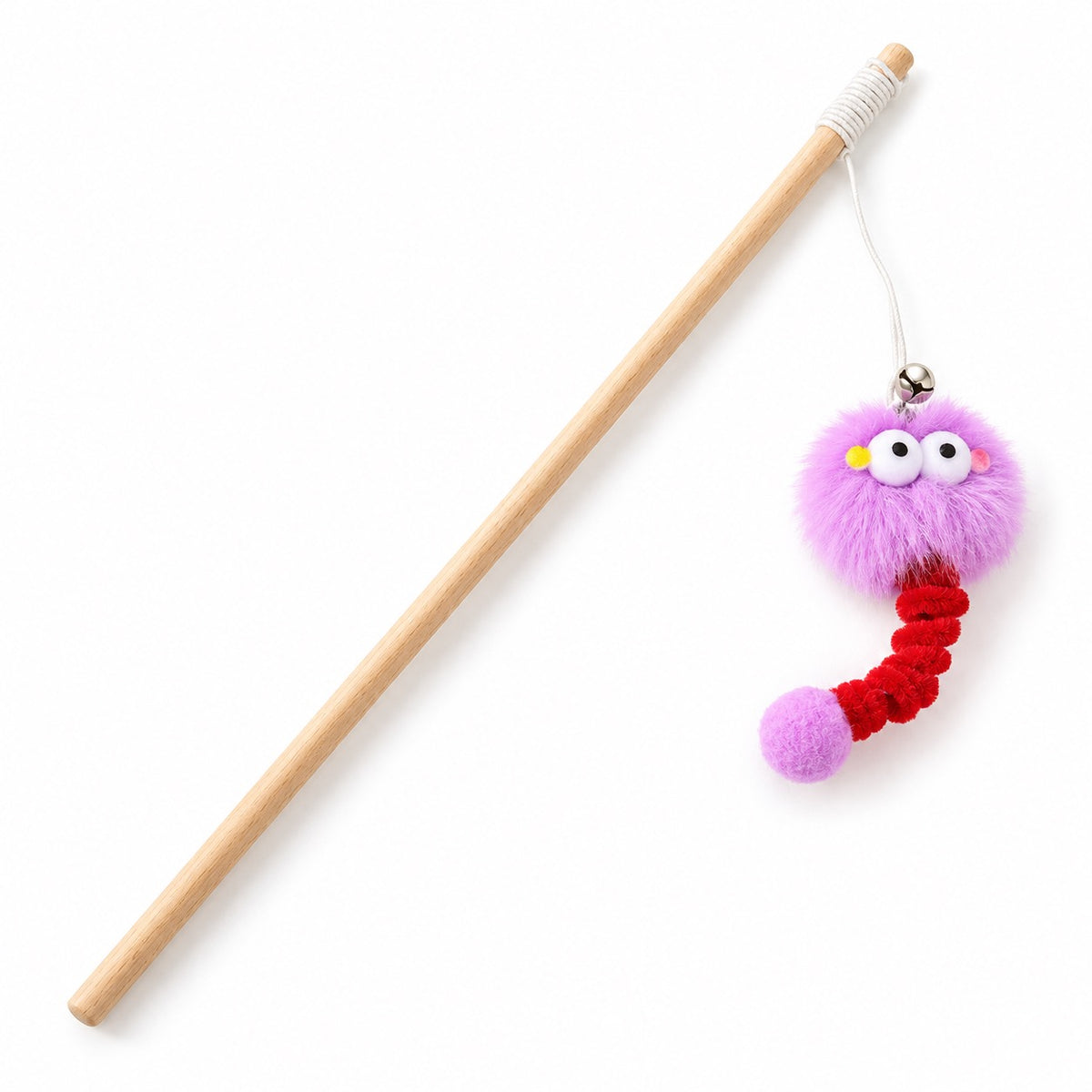Wooden Teaser Wand for Batting - Purple Big-Eye Monster