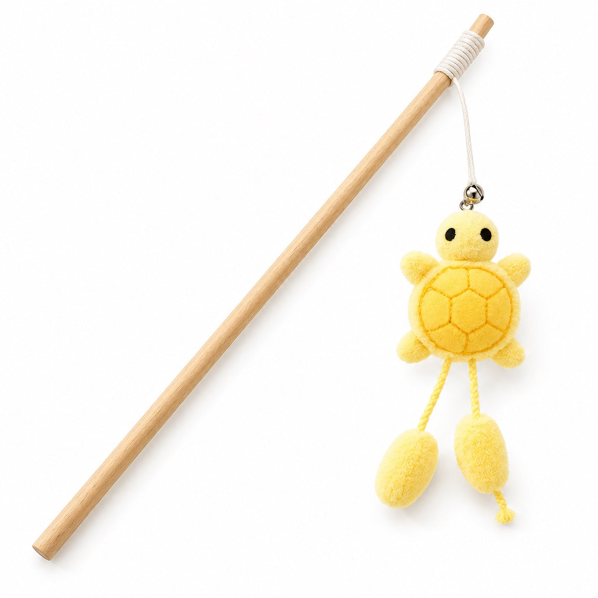 Wooden Teaser Wand for Batting - Yellow Turtle