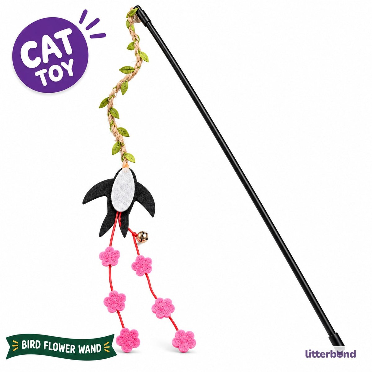 Felt Bird Flower Play Wand