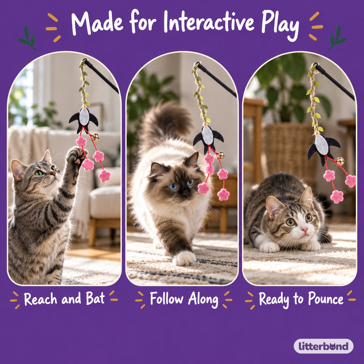 Felt Bird Flower Play Wand - playtime at home