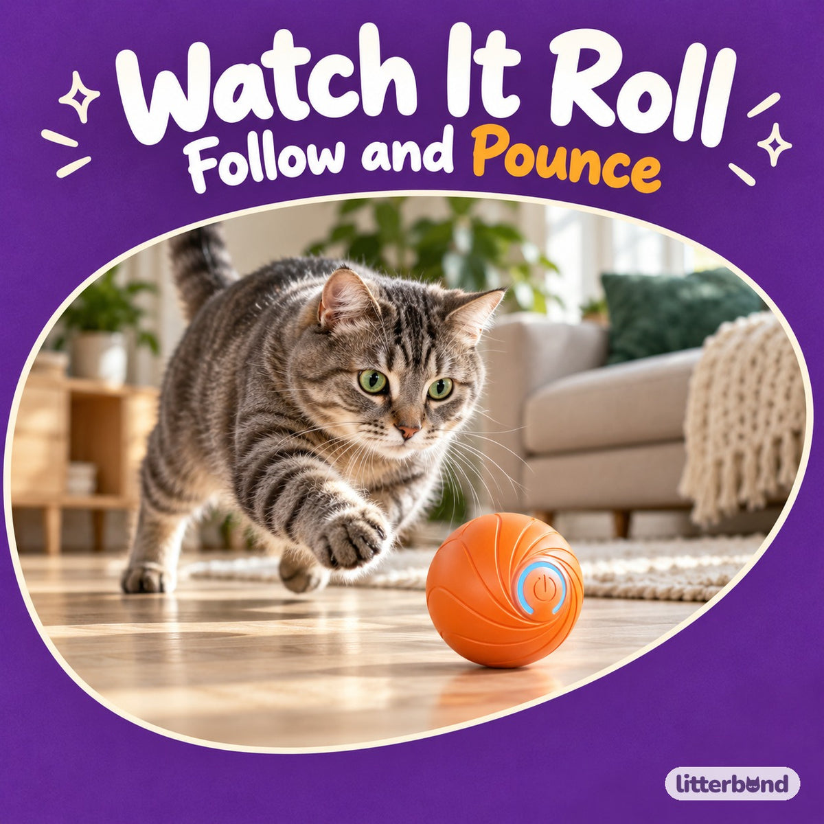 Orange Spiral Ball for Chasing with a cat