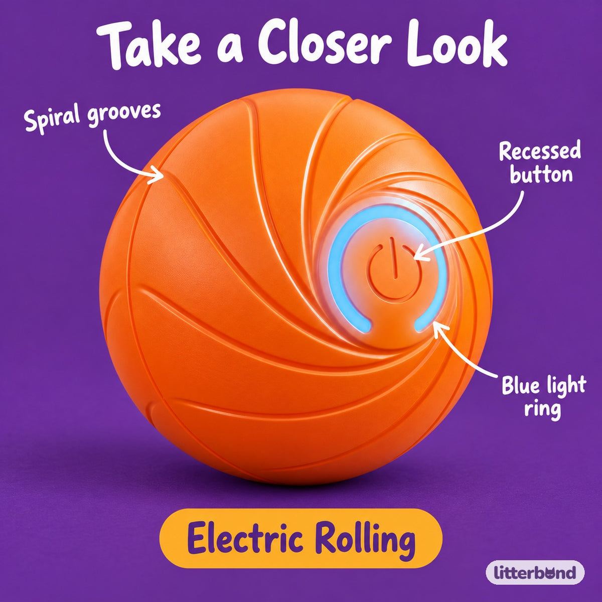 Orange Spiral Ball for Chasing - close-up details