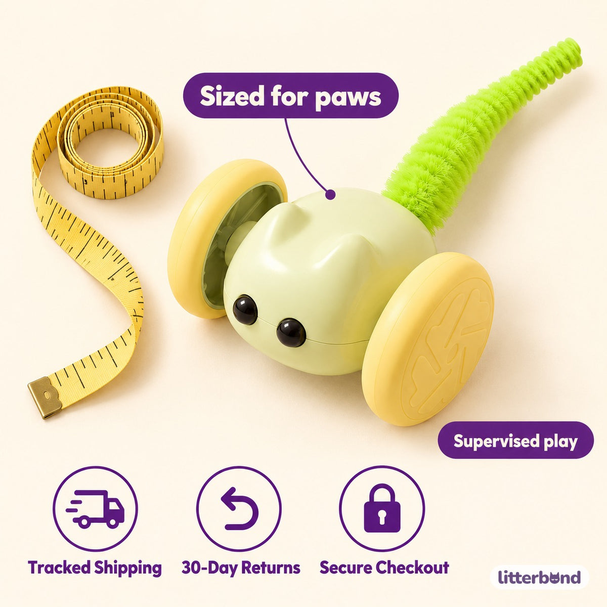 Wheeled Critter Toys for Chasing - size and details