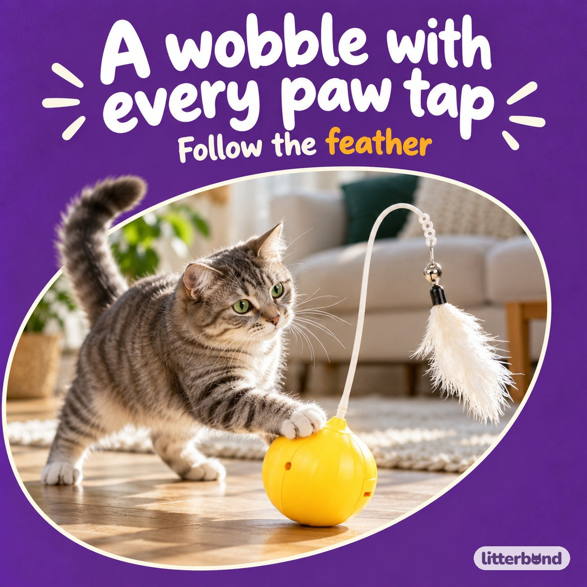 Wobble Feather Toy for Batting with a cat